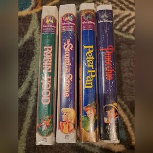 Disney Sealed VHS Video Tapes Lot 4 Pinocchio Robin Hood Peter Pan Sword Stone